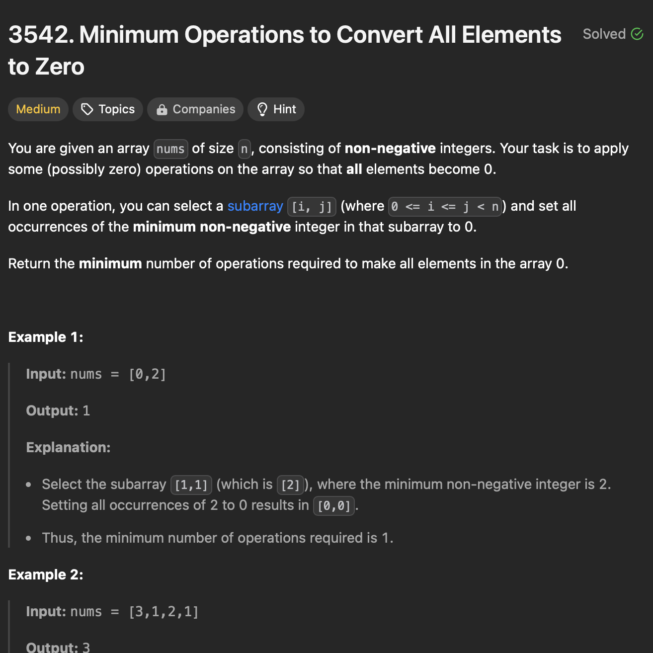 LC: 3542: Minimum Operations to Convert All Elements to Zero